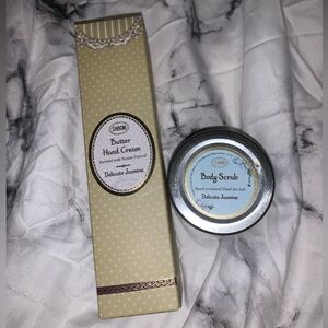 Sabon Delicate Jasmine Butter Hand Cream and Dead Sea salt Body Scrub Set